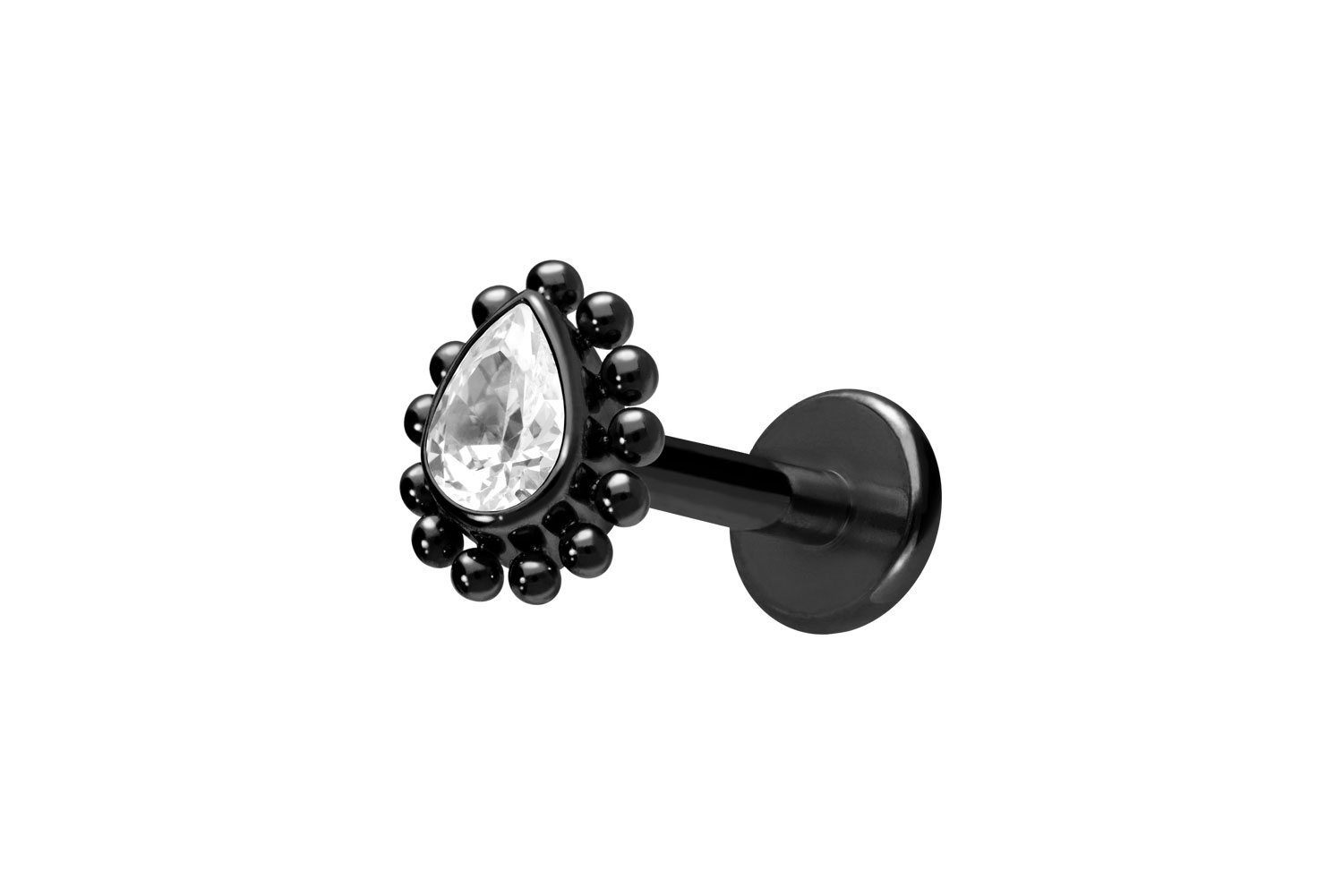 Titan Labret Piercing mit Innengewinde KRISTALLTROPFEN + KUGELN